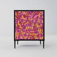 SIDEBOARD LOVELY MEMORIES, Schwarz, 57,5x42x72,5 cm, Schwarze Metallfüße - Multicolor/Schwarz, Holzwerkstoff/Metall (57.5/72.5/42cm) - SpaceRebels