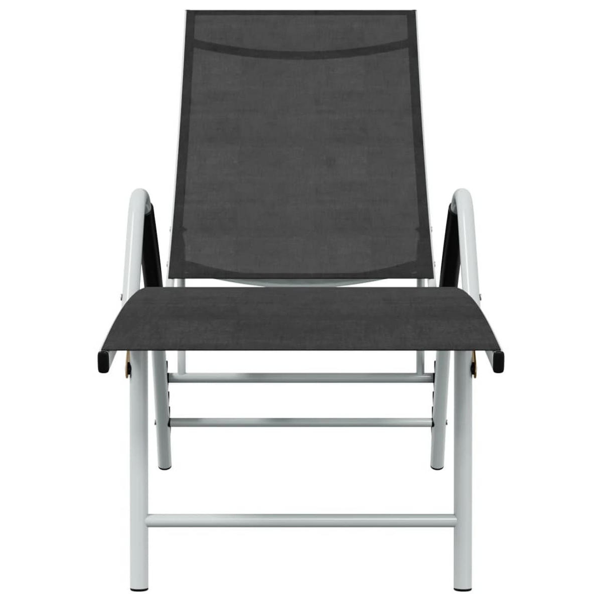 SONNENLIEGE Textilene und Aluminium Schwarz - Schwarz, Metall (60.5/51/193cm) - furnicato