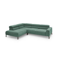 ECKSOFA MIT MOTORISCHEM SITZVORZUG DELIA Smaragdgrün Cord - Smaragdgrün/Schwarz, Textil/Metall (276/219cm) - KAWOLA