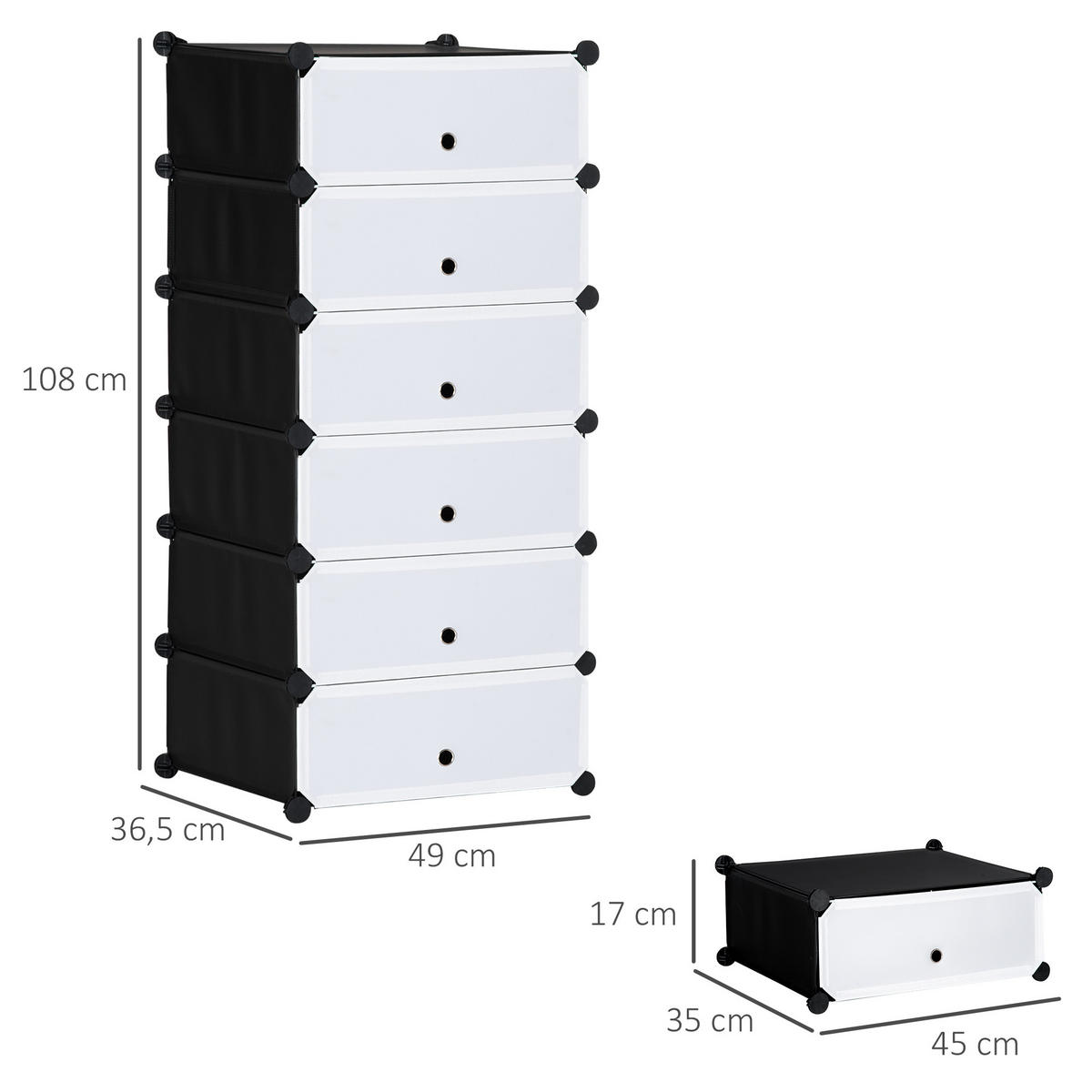 SCHUHSCHRANK Weiß 6 Fächer 49/36,5/108 cm - Weiß, Kunststoff (49/108/36.5cm) - PANGIVO