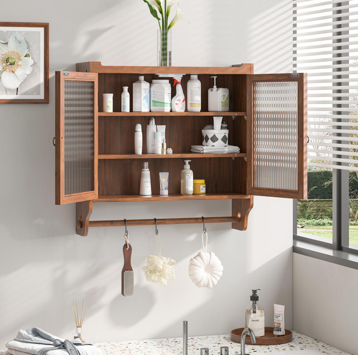 KÜCHENOBERSCHRANK 63/18/60 cm aus Massivholz, MDF und Glas mit herausnehmbaren Einlegeböden Braun - Braun, Holzwerkstoff (63/60/18cm) - Modenvie