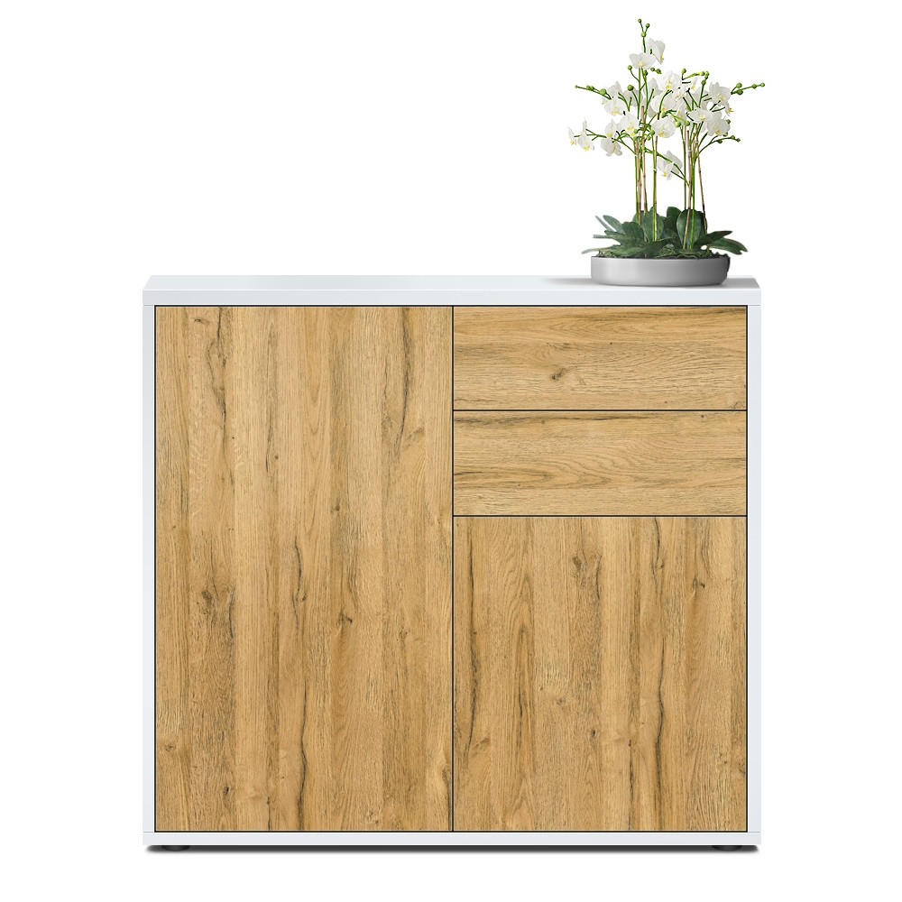 KOMMODE Ben Front in Eiche Natur - Eichefarben, Holzwerkstoff (79/74/36cm) - Vladon