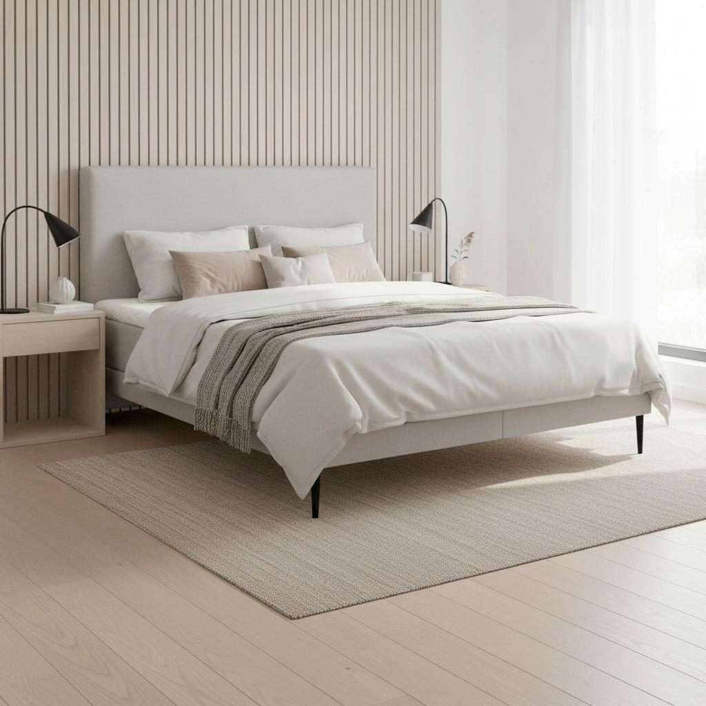 BOXBETT Nevada Hellgrau ca. 160 / 200 cm mit Topper - Hellgrau, Holz - Bessagi Home