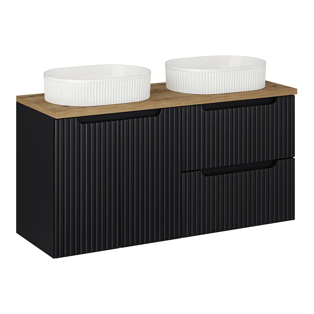 Lomado Doppelwaschtisch Schwarz 120x71x40 cm