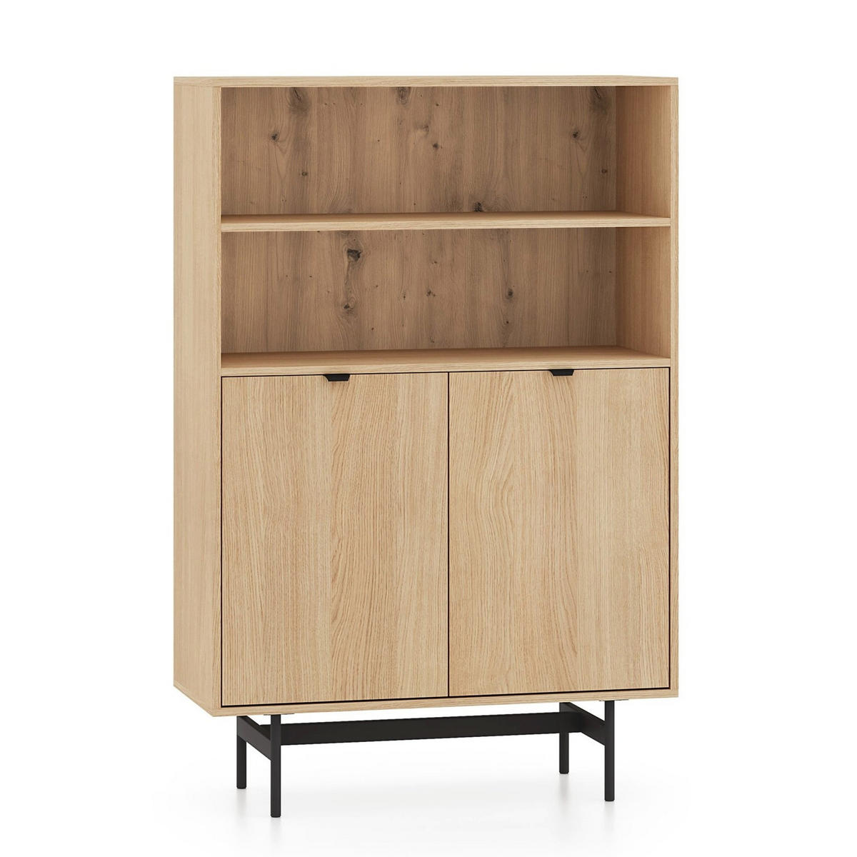 REGÁL Heggers Dub mavelie, 92 cm - čierna/farba duba, kov/kompozitné drevo (91.6/140/40cm) - Selsey