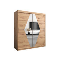 SCHWEBETÜRENSCHRANK 200/180/62 2-türig - Silberfarben/Eiche Artisan, Holz/Kunststoff (180/200/62cm) - MÖBEL KRYSPOL