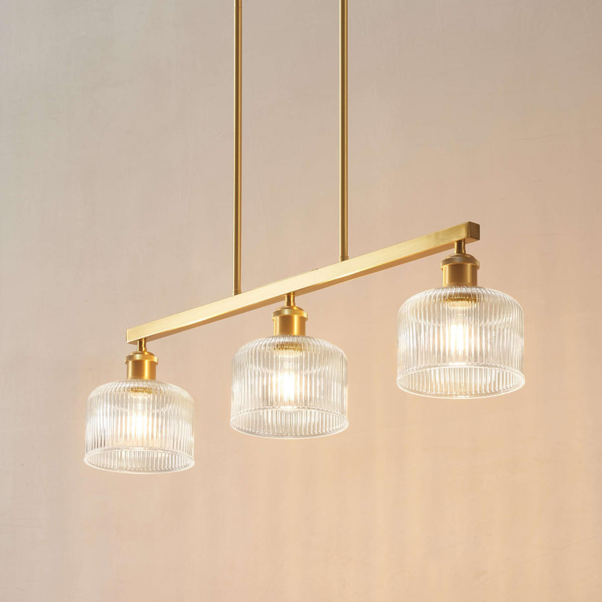 HÄNGELEUCHTE Auréline, Transparent und Messing, 75cm - Transparent, Glas (100/15/18.5cm) - KOSILUM