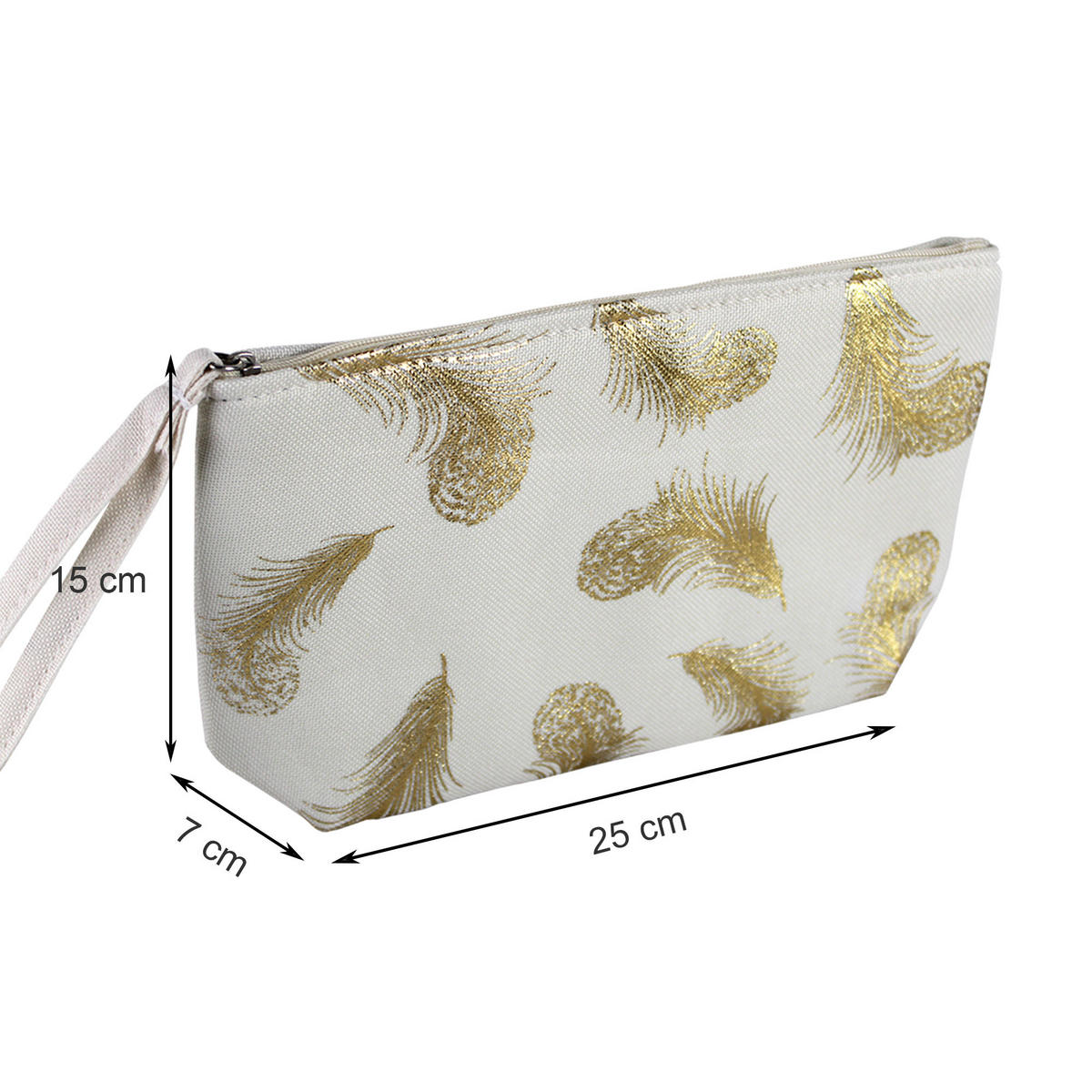 KULTURTASCHE Feder Motiv Creme - Creme, Textil (25/15/15cm) - TiborTex