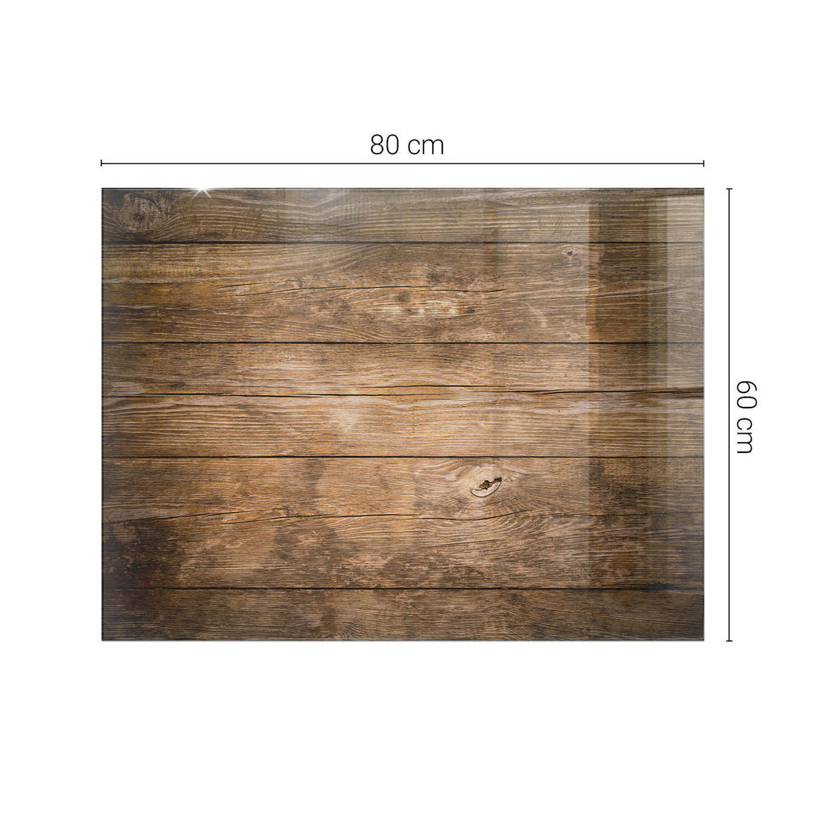 TISCHPLATTE 80x60 cm Holzstruktur Bretterdesign - Dunkelbraun/Braun, Glas (80/60/0.4cm) - TULUP
