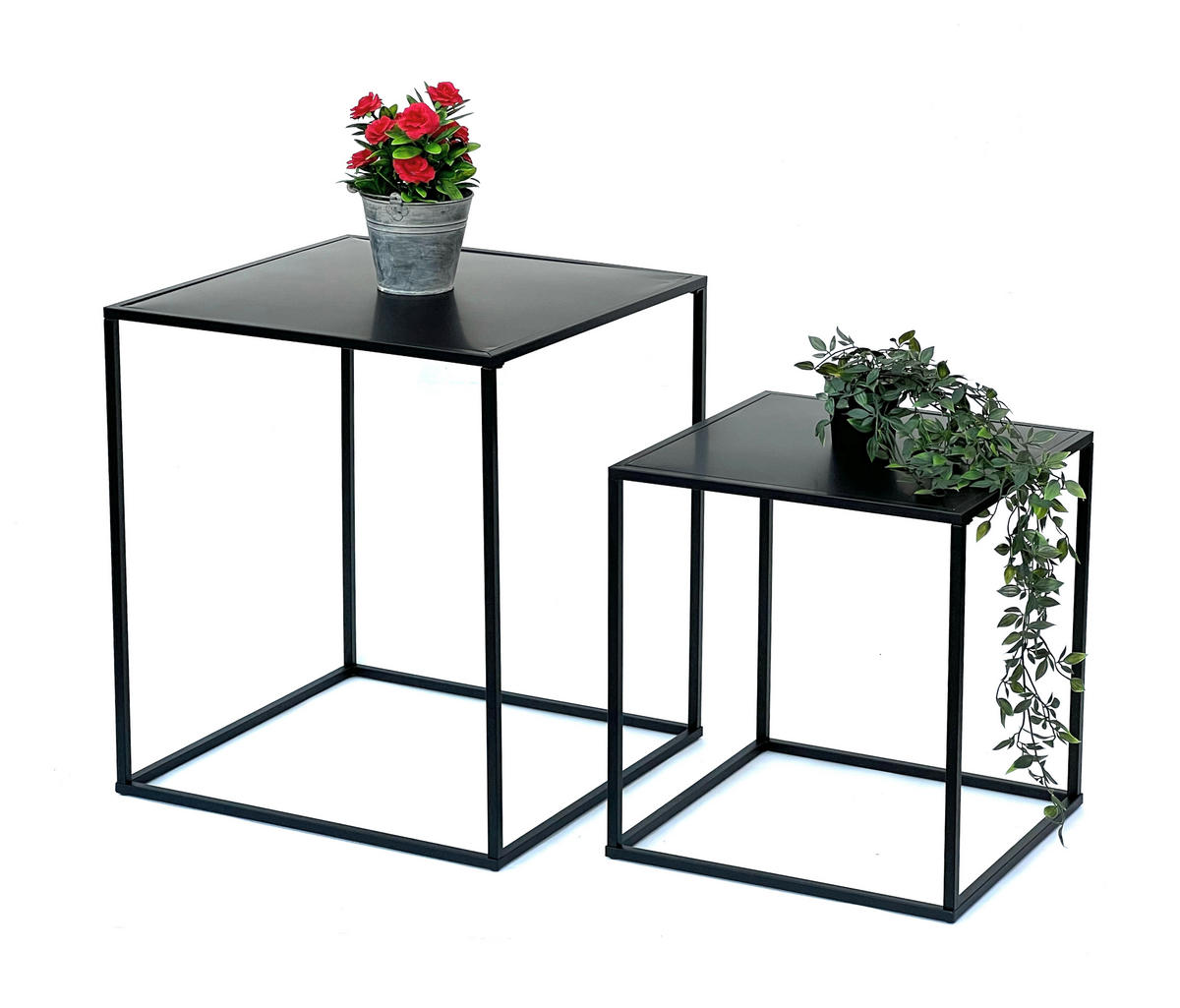 COUCHTISCH 2er Set Schwarz Metall - Schwarz, Metall (52/52/60cm) - DanDiBo