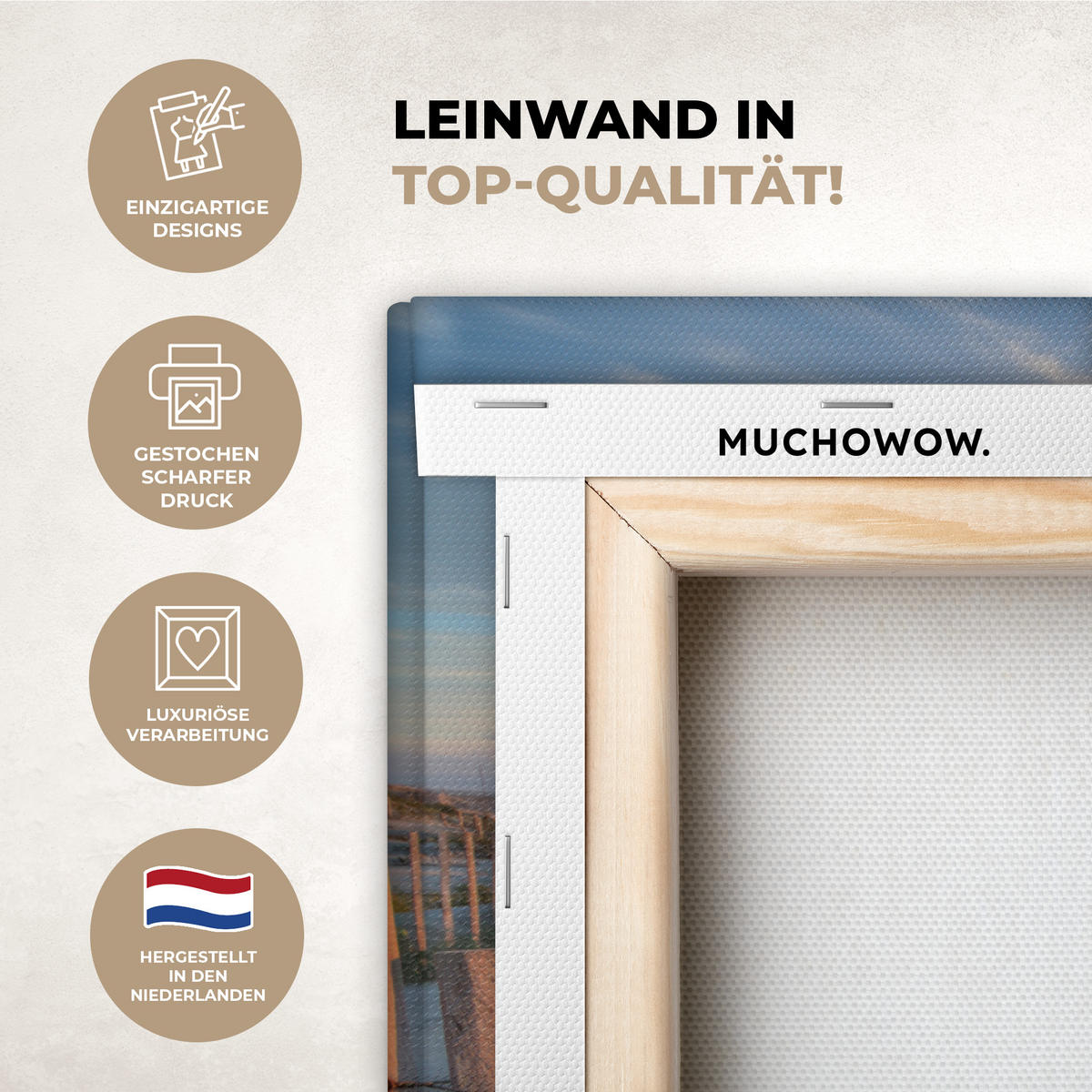 LEINWANDBILD Strand - Meer - Düne - Sonnenuntergang - Landschaft Gemälde 60x40 cm - Beige, Textil (60/40cm) - MuchoWow