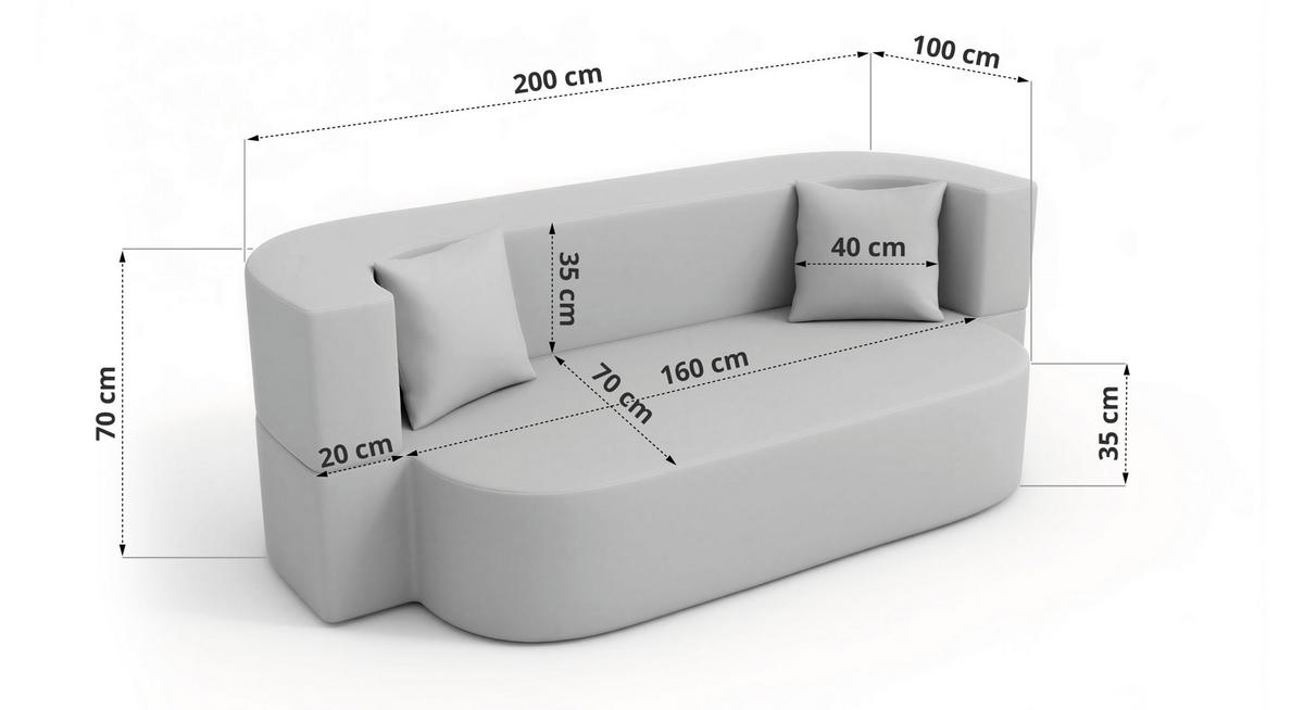 TROJMIESTNA POHOVKA OVELA Tmavosivá Manšester - tmavosivá, textil (200/70/100cm) - MKS