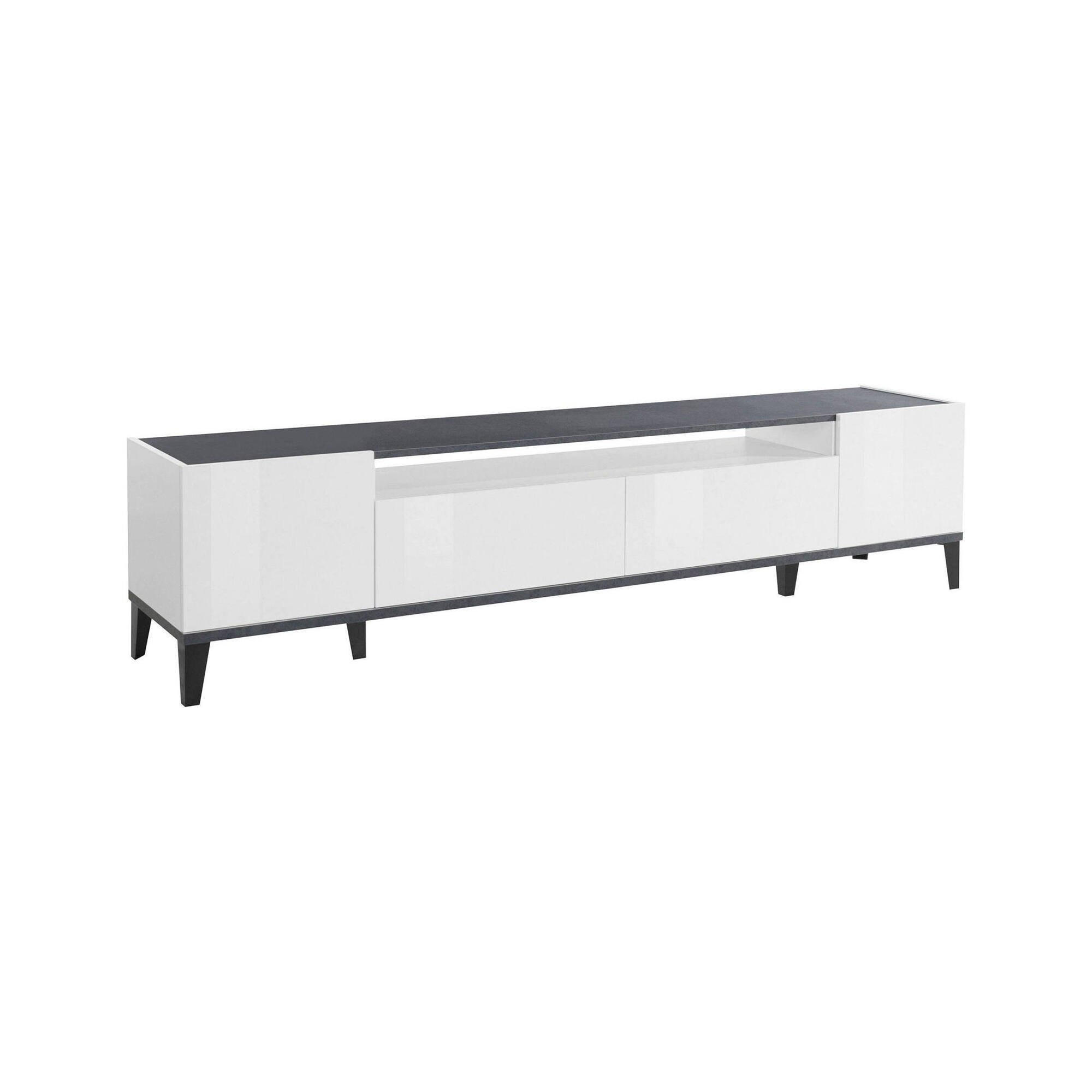 FERNSEHSCHRANK Glänzendes Weiß, Schiefer 40/200/47 cm - Schieferfarben/Weiß, Holzwerkstoff (200/47/40cm) - DMORA