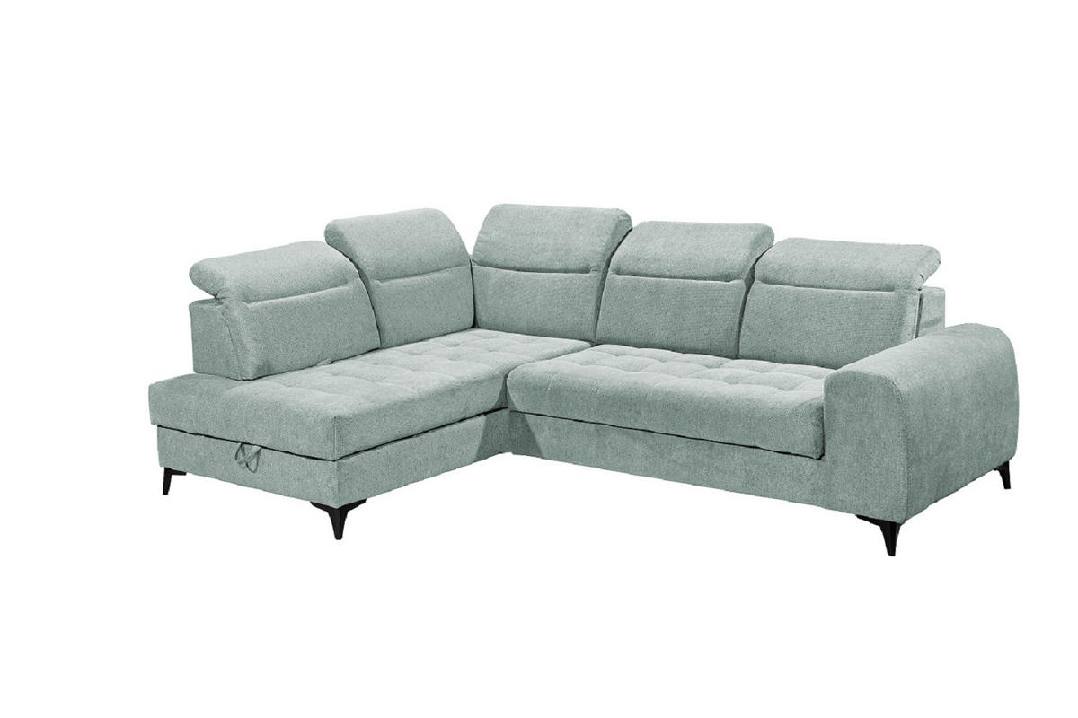 ECKSOFA mit elektrischer Sitztiefenverstellung - Hellblau, Kunststoff/Textil (282/200cm) - ed exciting design