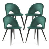 ESSZIMMERSTUHL-SET 4 TLG. Karijoki - Dunkelgrün/Schwarz, Textil/Metall (50/77/55cm) - [en.casa]
