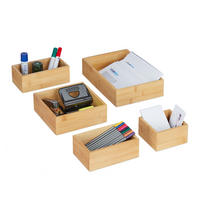 5XORDNUNGSBOX - Hellbraun, Holz/Holzwerkstoff (18/27.5/6.5cm) - Relaxdays