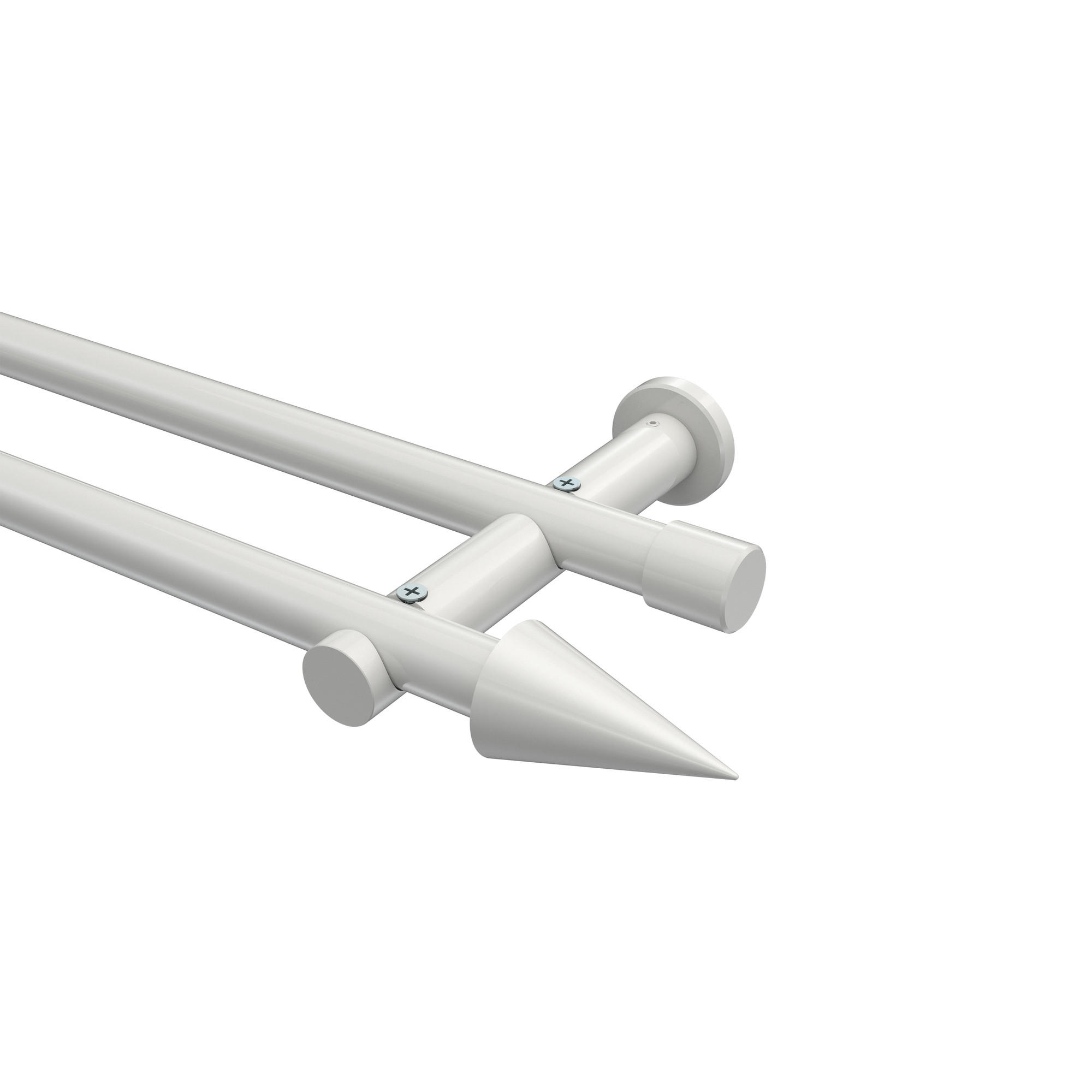 GARDINENSTANGEN-SET Platon Savio 540 cm (geteilt in 3 x 180 cm), 2-läufig (ohne Ringe), 20 mm Ø Weiß - Weiß, Metall (540cm) - INTERDECO