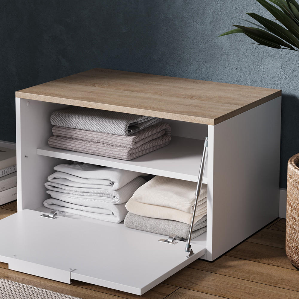 KOMMODE Betti Weiß/Sonoma 60 x 36 cm mit Türen - Weiß/Sonoma Eiche, Holzwerkstoff (60/36/40cm) - Vicco