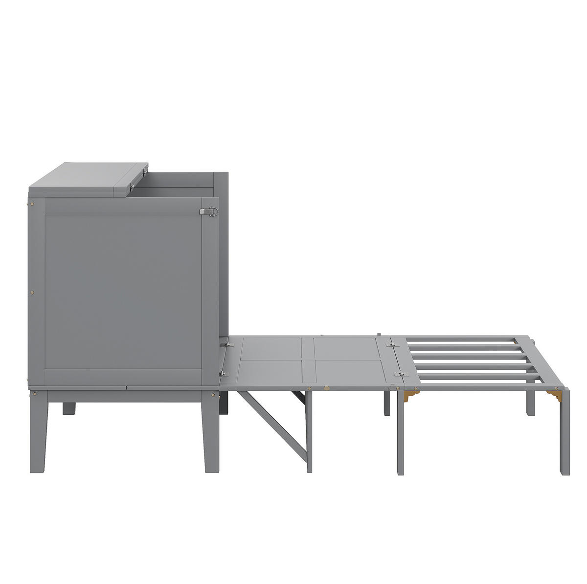 SCHRANKBETT aus Holz 90x200 cm Grau mit Lattenrost und vertikaler Klappfunktion, platzsparend mit Stauraum - Grau, Holzwerkstoff (90/200cm) - Modfu