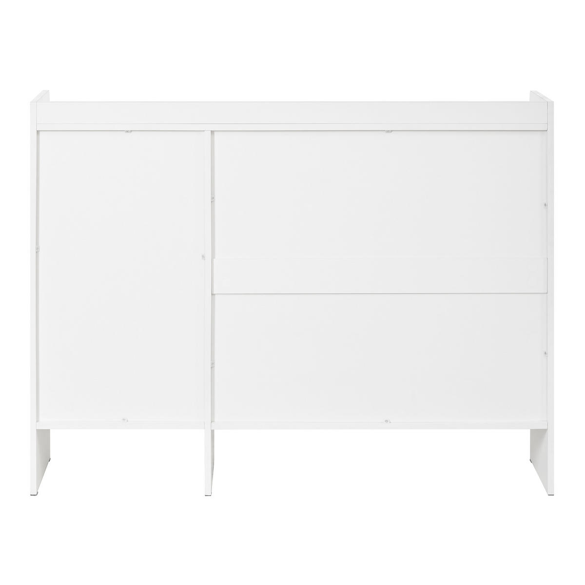SCHUHSCHRANK 120/35/90 cm in Weiß mit 3 Türen und 2 Schubladen - Weiß, Holzwerkstoff (120/90/35cm) - BEAOK