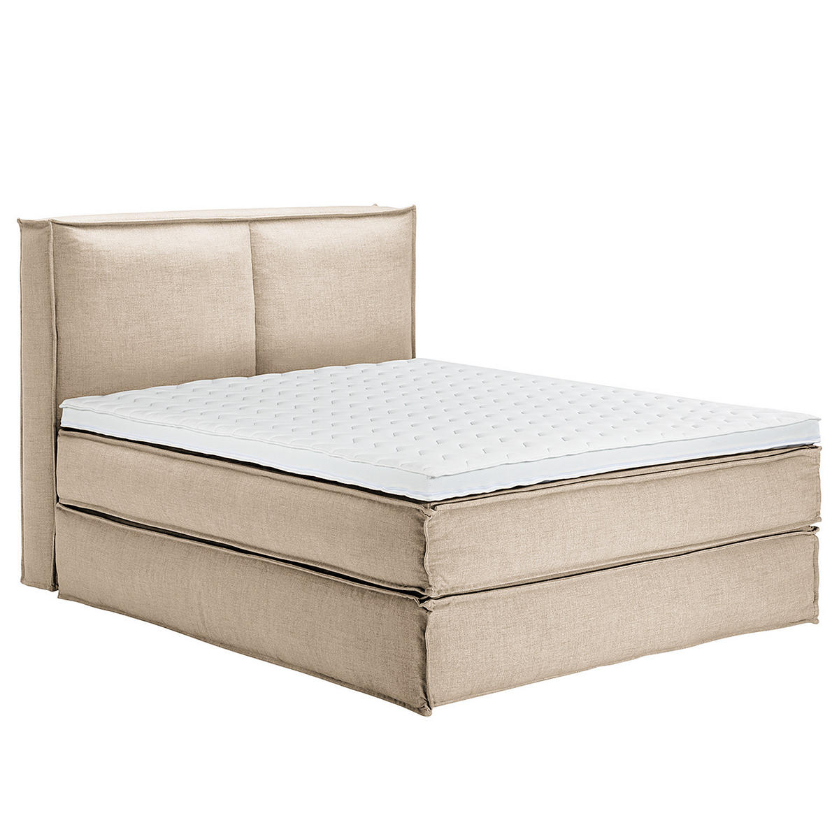 BOXSPRINGBETT mit Kopfteil - Premium - Beige, Textil (160/220cm) - home24