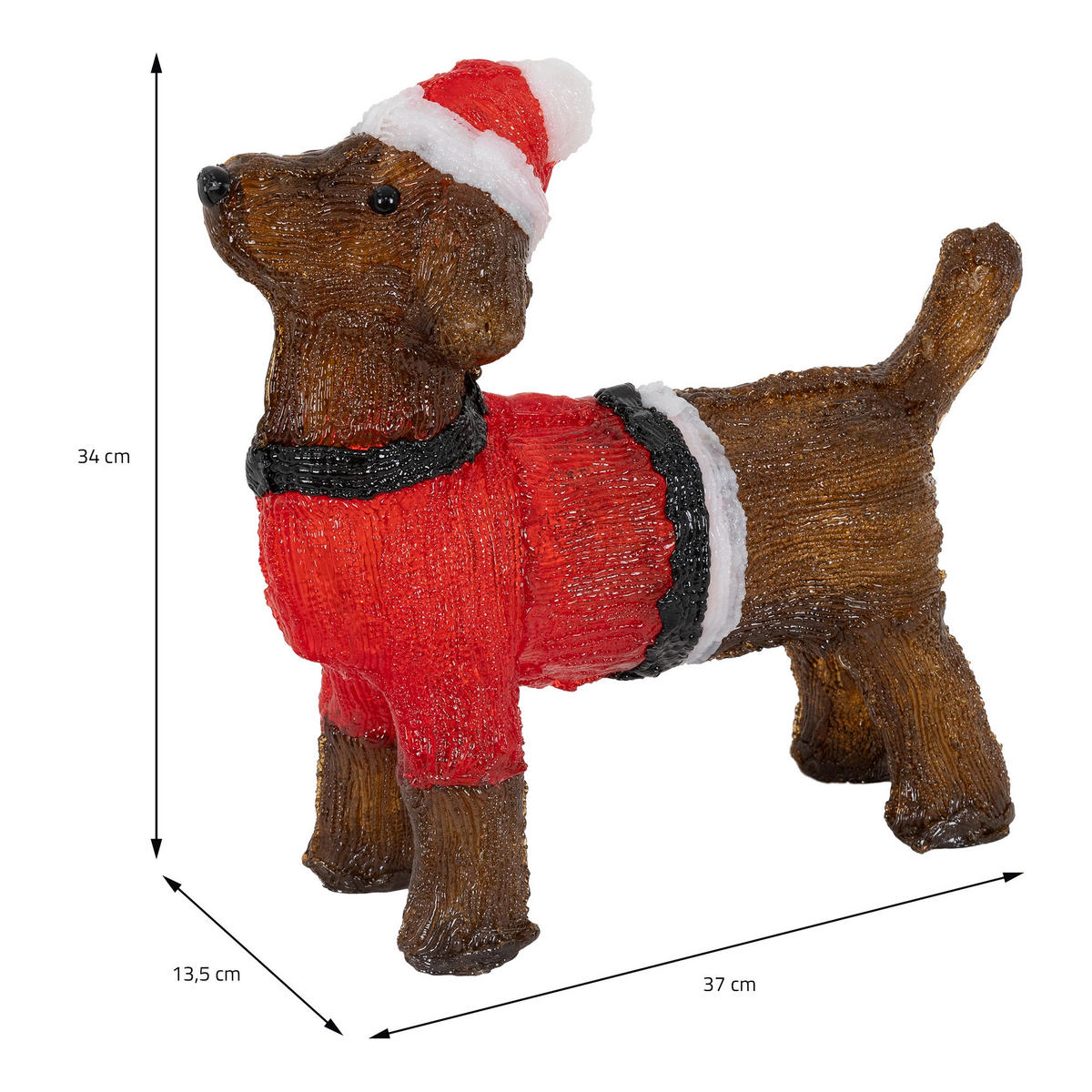 WEIHNACHT HUND 37 cm - Braun, Kunststoff (13.5/35/37cm)