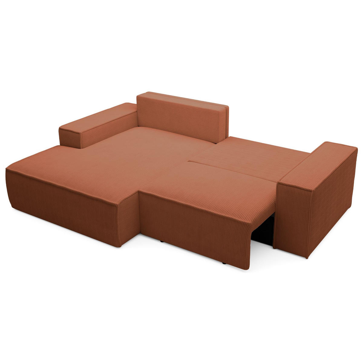 ECKSOFA Farese Mini mit Cordbezug Rostrot, links - Schwarz/Kupferfarben, Textil (240/167cm) - Selsey