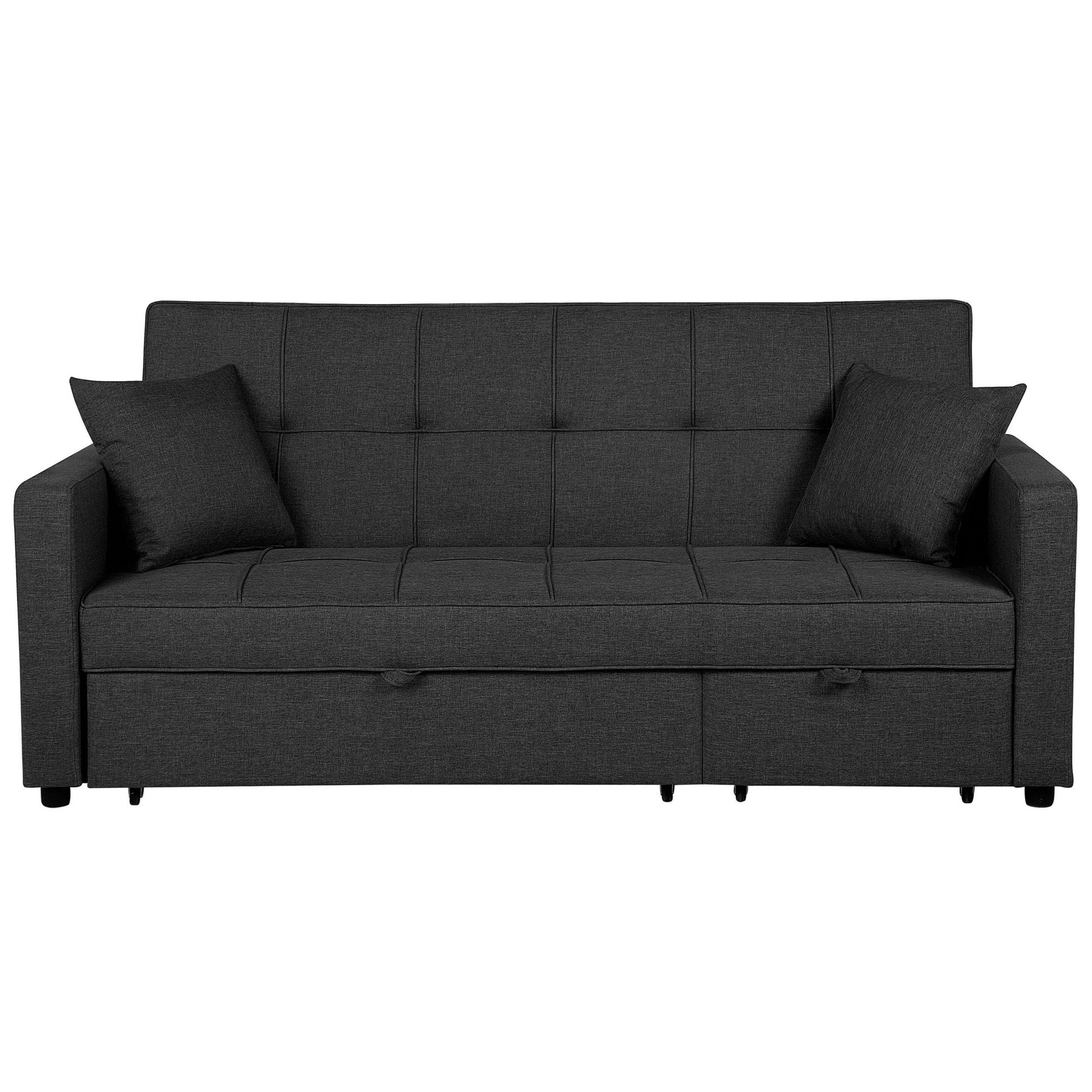 3-SITZER-SCHLAFSOFA Polyester Grau Glomma - Dunkelgrau, Textil (207/95/87cm) - Beliani