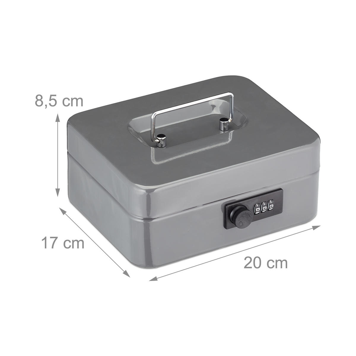 GELDKASSETTE - Grau, Kunststoff/Metall (20/8.5/17cm) - Relaxdays