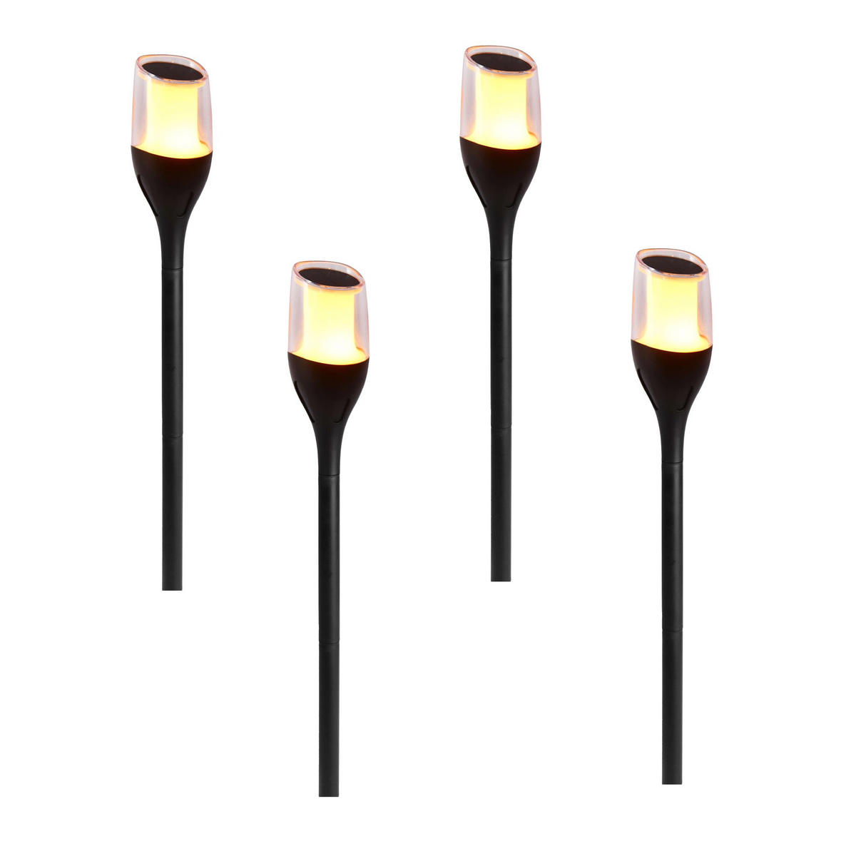 SOLARFACKELN 4er-set FARELY schwarz - Schwarz, Kunststoff (7.5/7.5/64.5cm) - Lumisky