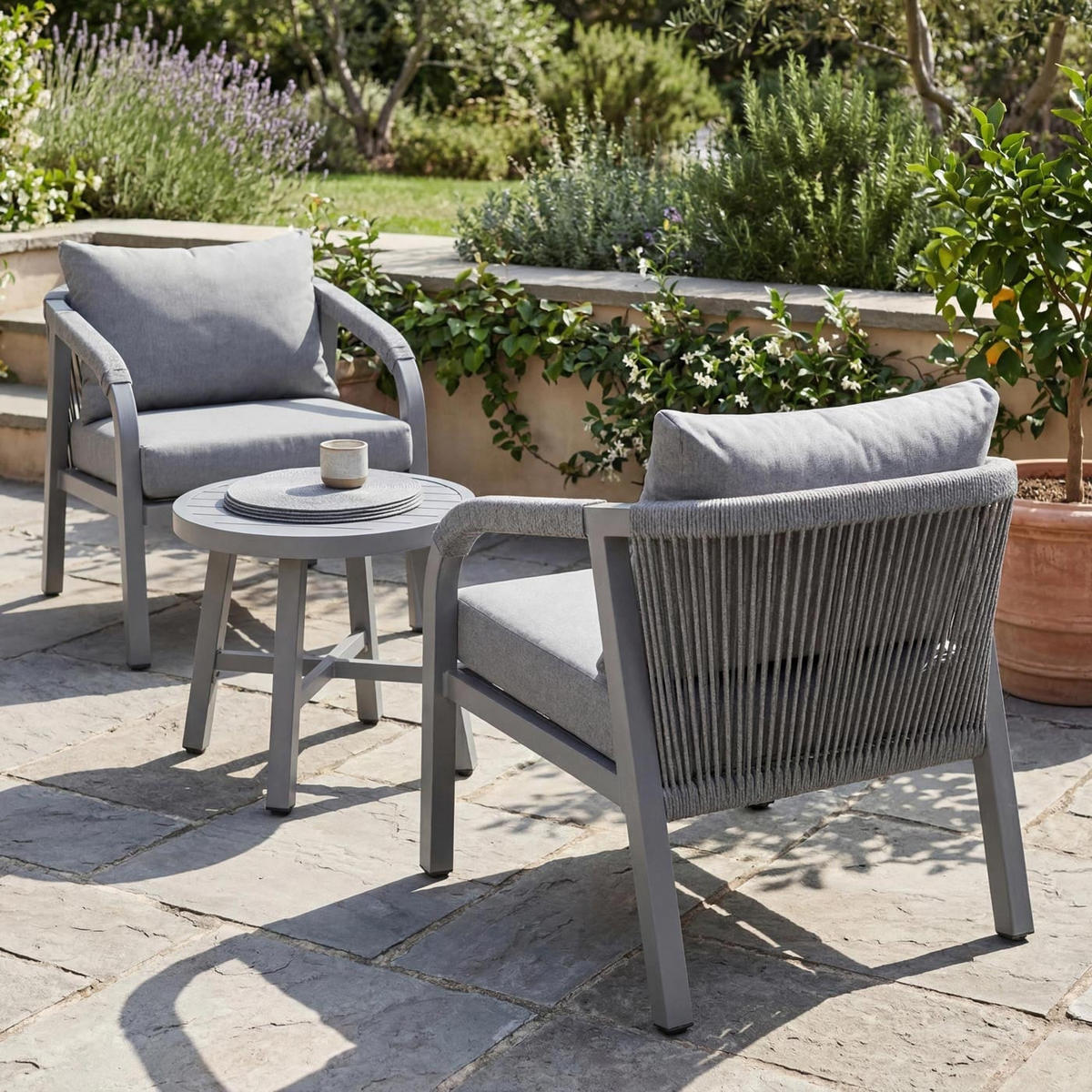 LOUNGE-SET Hellgrau - Hellgrau, Metall - MCW