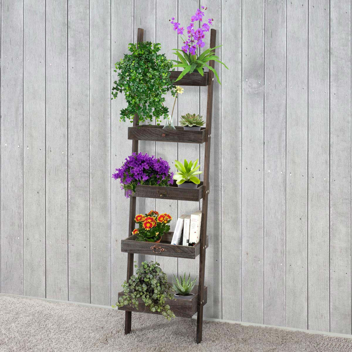 PFLANZREGAL BLUMENSTÄNDER Braun - Braun, Holz (43/169/32cm) - MCW
