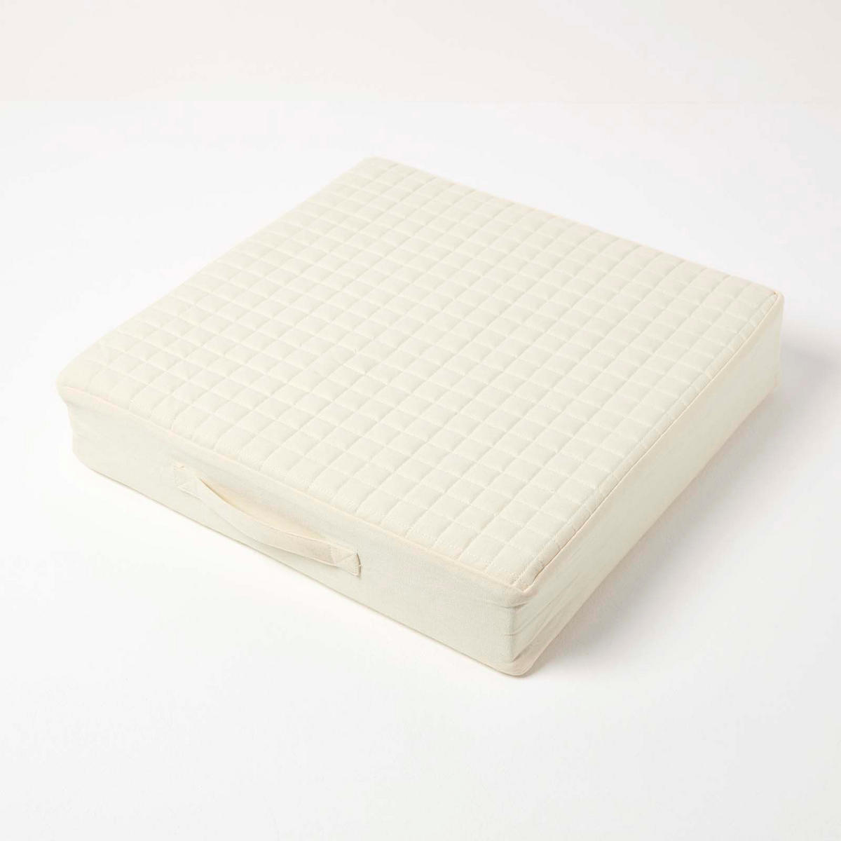 SITZKISSEN-BEZUG creme 50/50/10 – Kissenhülle wattiert, Baumwolle - Creme, Textil (50/50/10cm) - Homescapes