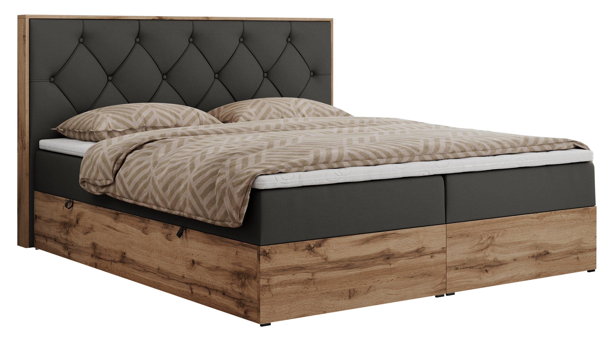 BOXBETT VENETO 140/200 Dunkelgrau Kunstleder - H4 - Dunkelgrau, Holz/Textil (140/200cm) - MKS