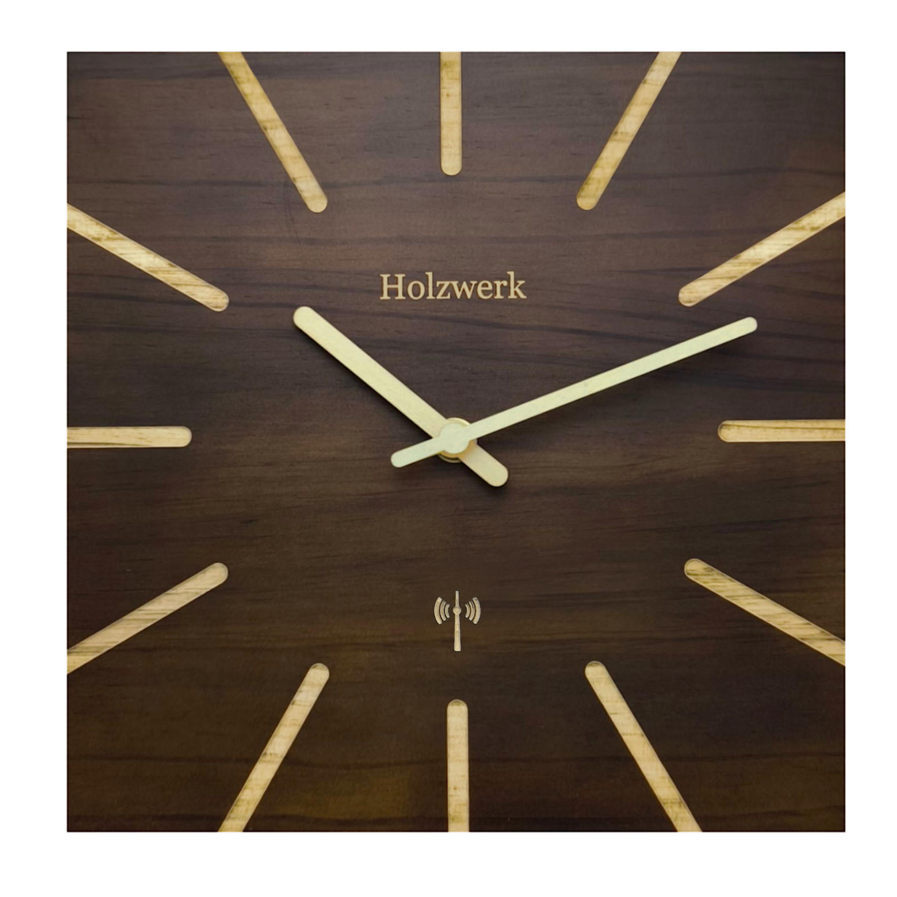 Holzwerk Wanduhr Dunkelbraun 25x25x2 cm