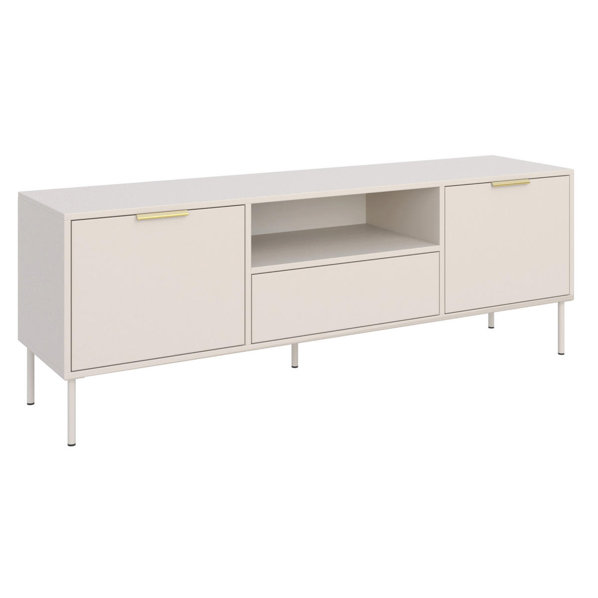 TV-LOWBOARD Vena 2-türig mit Schublade & Fach, Kaschmir, 160 cm - Kaschmir/Goldfarben, Holzwerkstoff/Kunststoff (160/57/40cm) - Selsey