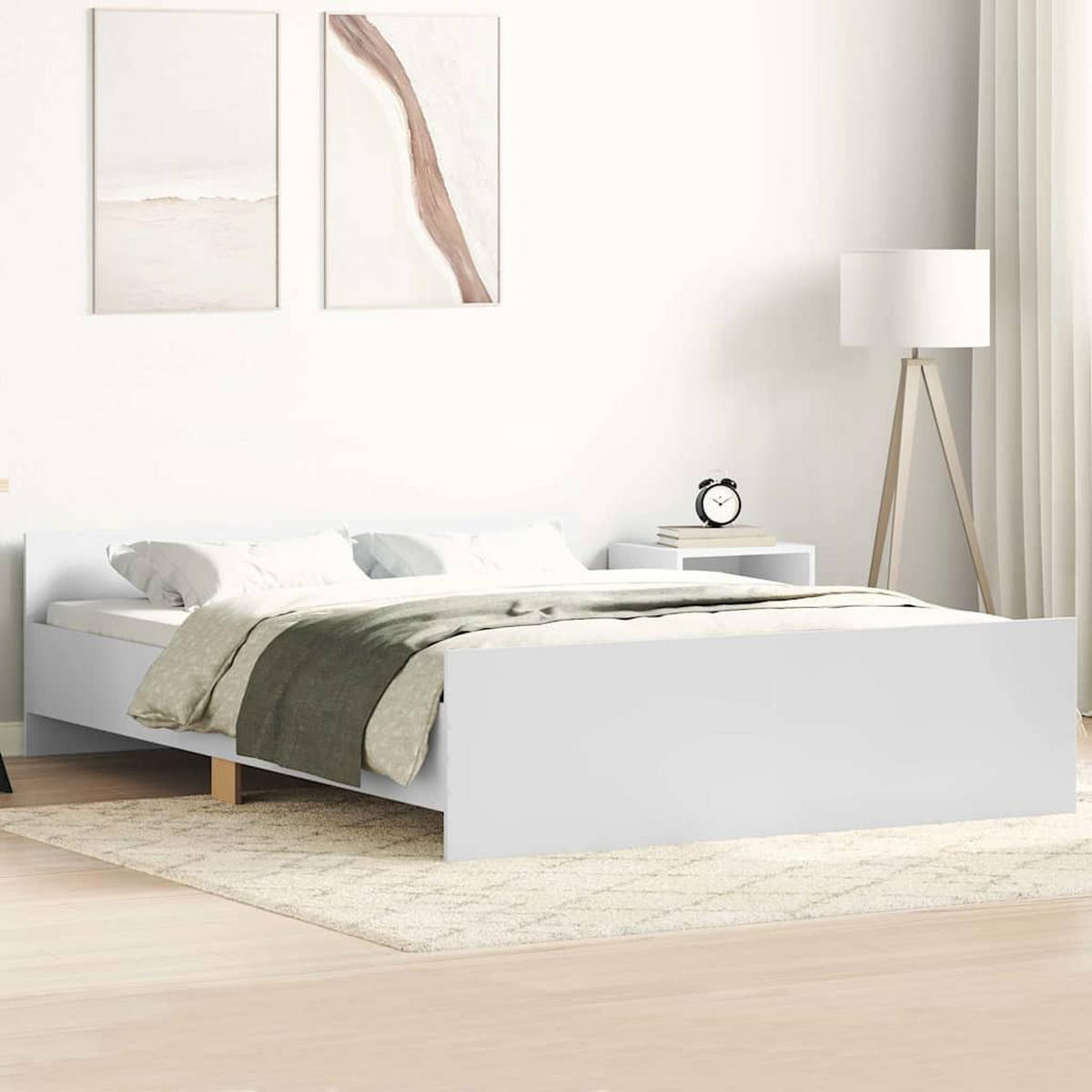 BETTGESTELL Mit Kopf- Und Fussteil Weiss 120/200 Cm - Weiß, Holzwerkstoff (120/200cm) - vidaXL