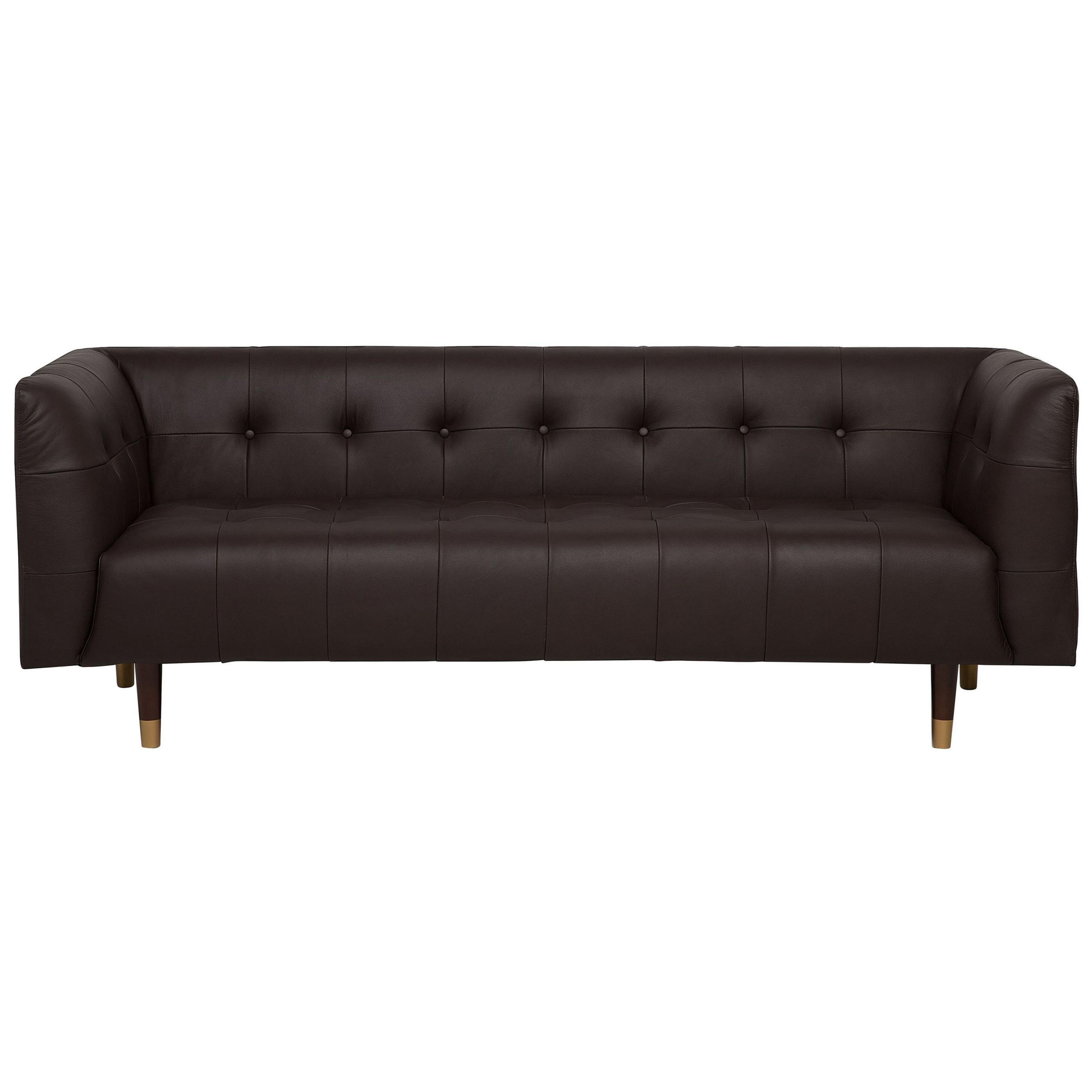 3-SITZER-SOFA Echtleder Braun Byske - Dunkelbraun, Leder/Fell (200/73/78cm) - Beliani