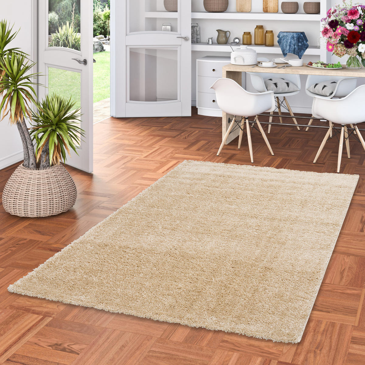 HOCHFLOR LANGFLOR TEPPICH ALOHA - Beige, Textil (60/110cm) - Pergamon