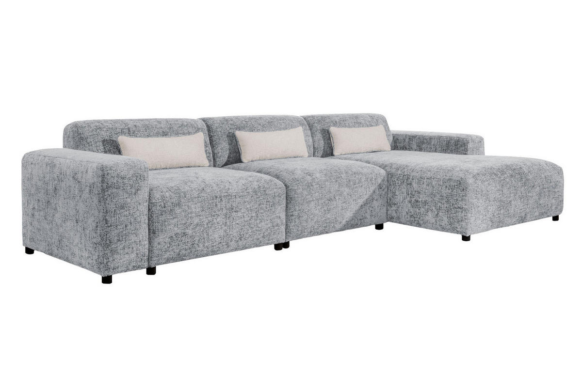 ECKSOFA L Form Jughlio Hellgrau 331/165/75 cm Rechts mit Schlaffunktion - Hellgrau/Schwarz, Kunststoff/Textil (331/165cm) - AX Living