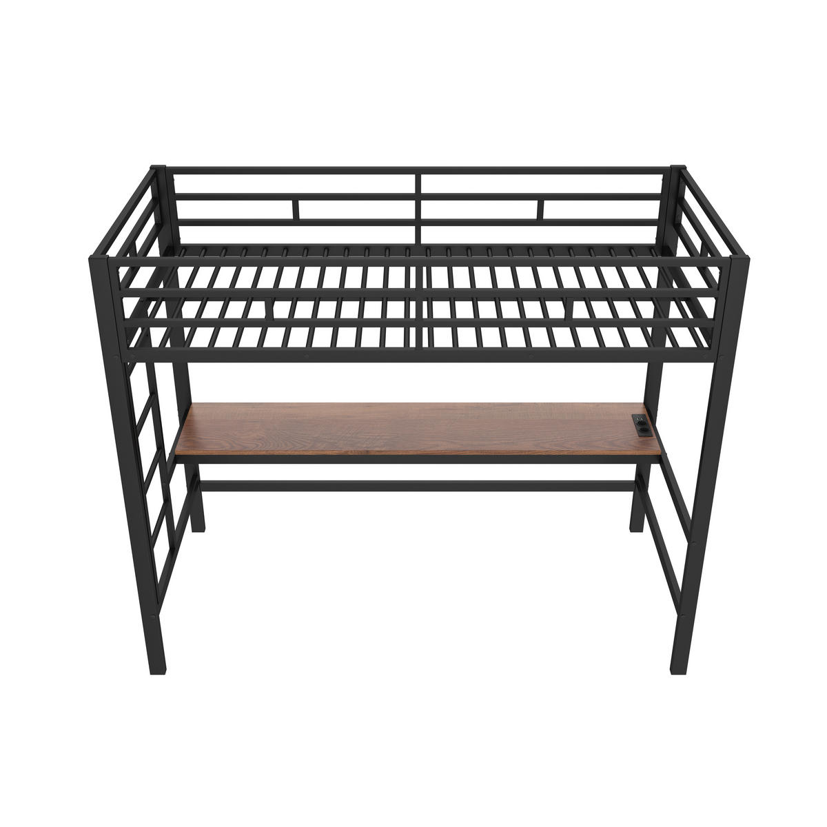HOCHBETT 90/200 cm DE-04465, mit LED und Schreibtisch in Schwarz - Schwarz, Metall (90/200cm) - ComfortXL