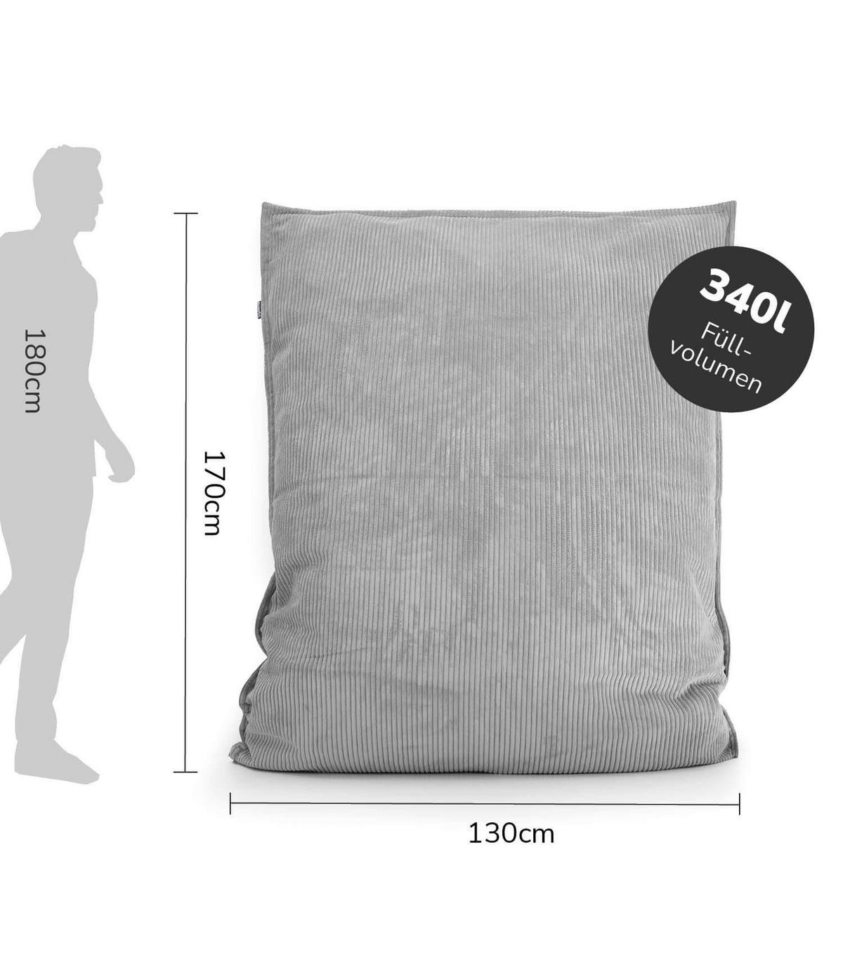 SITZSACK mit Cord Cover Der Große - Grau, Textil (130/20/170cm) - Mokebo