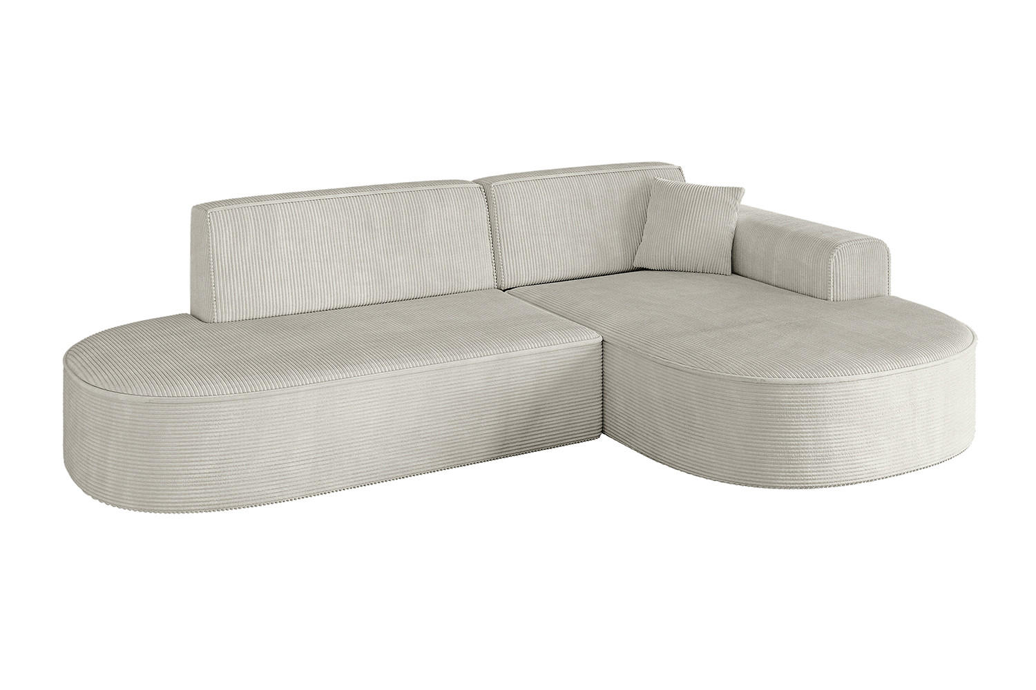 ECKSOFA Ottomane Rechts MARI-L1 - 232x163x73,5 cm Hellgrau Cord - Hellgrau/Schwarz, Holzwerkstoff/Kunststoff (234/163cm) - ALTDECOR