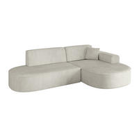 ECKSOFA Ottomane Rechts MARI-L1 - 232x163x73,5 cm Hellgrau Cord - Hellgrau/Schwarz, Holzwerkstoff/Kunststoff (234/163cm) - ALTDECOR