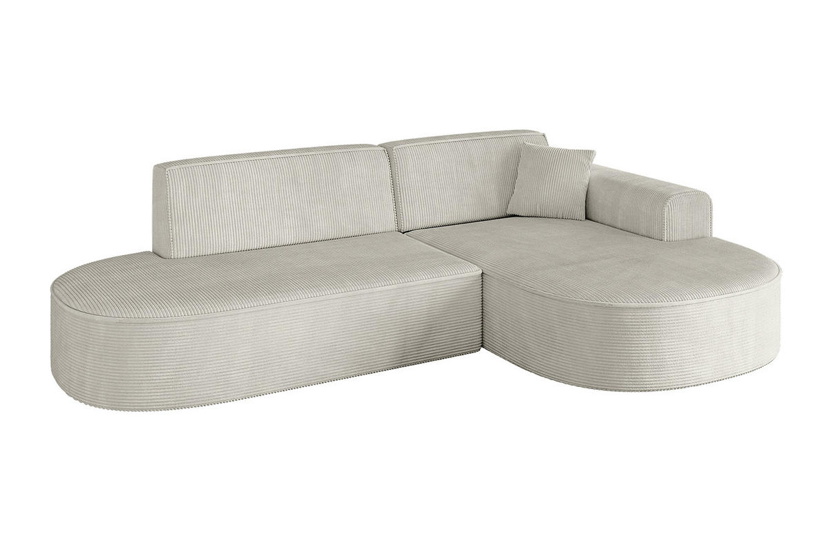 ECKSOFA Ottomane Rechts MARI-L1 - 232x163x73,5 cm Hellgrau Cord - Hellgrau/Schwarz, Holzwerkstoff/Kunststoff (234/163cm) - ALTDECOR