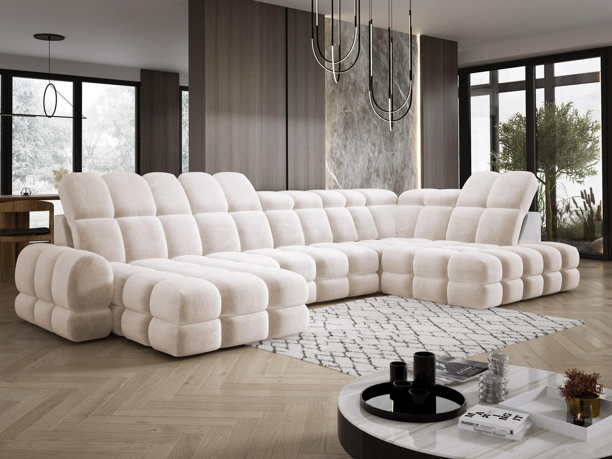 ECKSOFA TOLLO Salvador-stoff U-form 400x217x105 cm creme - Creme, Holz/Textil (217/400cm) - DomoHome