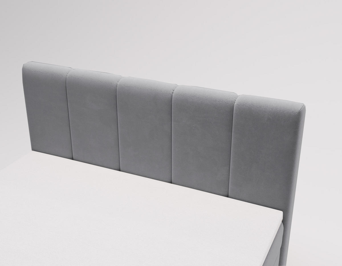 BOXBETT Berg Mit Matratze, Stoff Komodo Grau 120x200 cm - Grau, Holz (120/200cm) - Kaiser Möbel