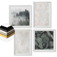 WANDBILDER 4er-Set - 50x50 cm & 40x60 cm Weißer Rahmen - Steinpastellmarmor - Weiß, Kunststoff (50/50cm) - ArtPrintCave
