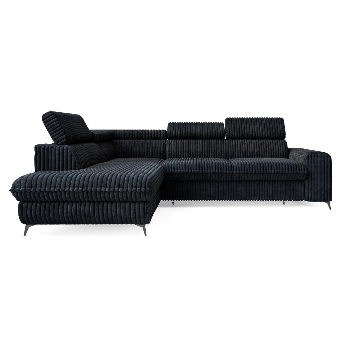 ROHOVÁ SEDAČKA VELISS černá - černá, kov/dřevo (255/193cm) - MASSENO