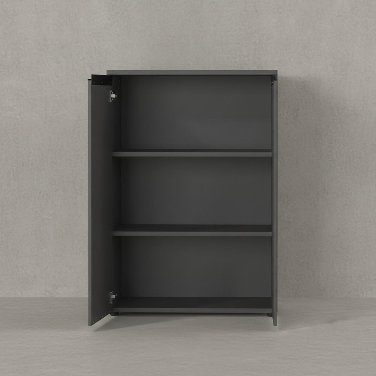 AKTENSCHRANK 2-türig Soft-Close, 3 Ordnerhöhen 81x120x40 cm Graphit - Schwarz, Holzwerkstoff (81/120/40cm) - KADIMA DESIGN